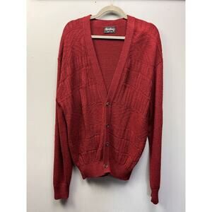 Vtg Reed St. James Cardigan Mens XL Burgundy USA Made Button Acrylic Grandpa